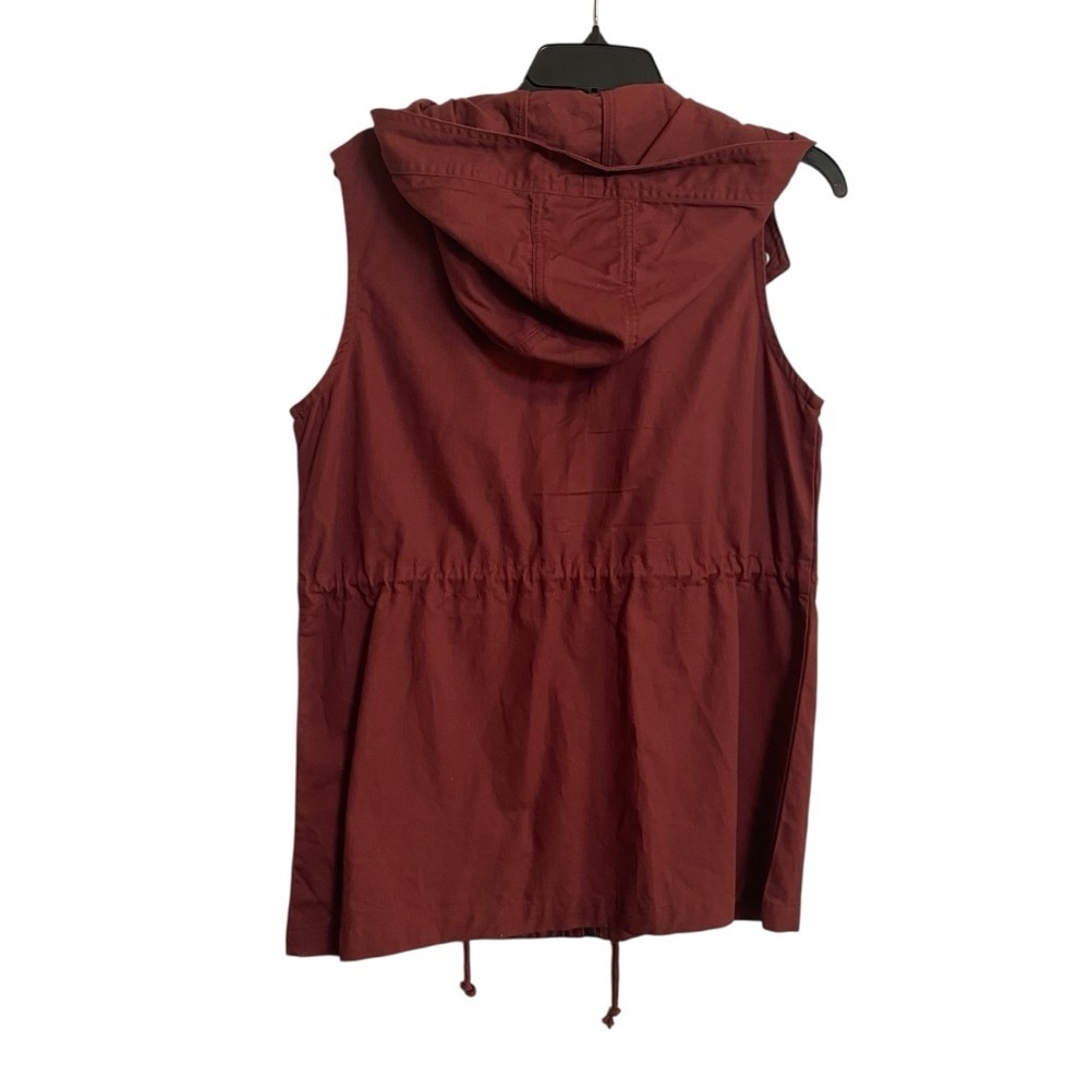 Zenana Outfitters Burnt Orange Hooded Cinch Waist Utility Vest Size Medium - Picture 4 of 6